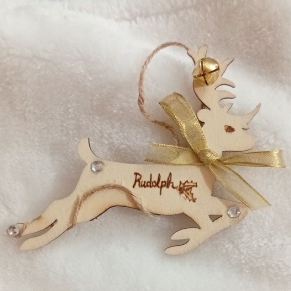 Gold and Cream Reindeer Ornament